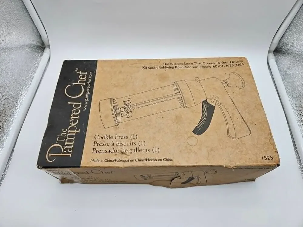 The Pampered Chef #1525 Cookie Press Orginal Box NEW Complete Set 2000s